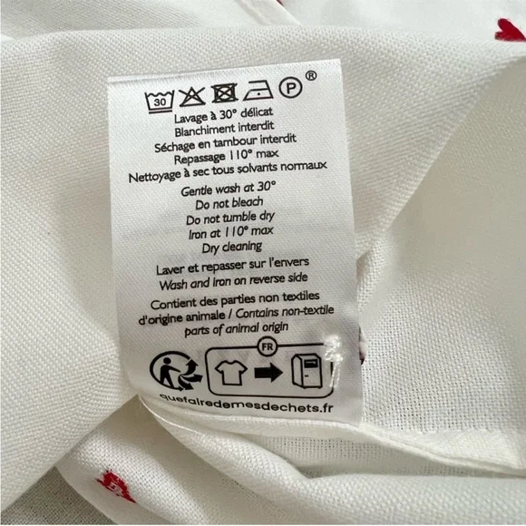 NWT Sezane Tomboy White Button Down Shirt Embroidered Red Hearts US Size 8 - Picture 6 of 7